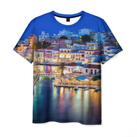 Мужская футболка 3D с принтом Крит (Греция) в Новосибирске, 100% полиэфир | прямой крой, круглый вырез горловины, длина до линии бедер | crete | greece | афины | греция | европа | ес | крит | острова | отдых | отпуск | песок | пляж | солнце. туризм | средиземное море