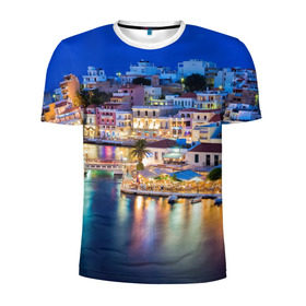 Мужская футболка 3D спортивная с принтом Крит (Греция) в Новосибирске, 100% полиэстер с улучшенными характеристиками | приталенный силуэт, круглая горловина, широкие плечи, сужается к линии бедра | crete | greece | афины | греция | европа | ес | крит | острова | отдых | отпуск | песок | пляж | солнце. туризм | средиземное море