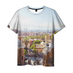 Мужская футболка 3D с принтом Барселона (Испания) в Новосибирске, 100% полиэфир | прямой крой, круглый вырез горловины, длина до линии бедер | barcelona | europe | spain | барселона | европа | ес | испания | каталония | отдых | отпуск | туризм