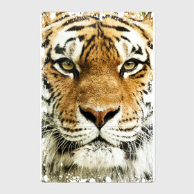 Магнитный плакат 2Х3 с принтом Тигр (retro style) в Новосибирске, Полимерный материал с магнитным слоем | 6 деталей размером 9*9 см | tiger | дикая кошка | тигр | хищник