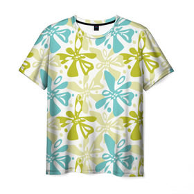 Мужская футболка 3D с принтом Гавайская в Новосибирске, 100% полиэфир | прямой крой, круглый вырез горловины, длина до линии бедер | гавайи | растительный орнамент | рубашка