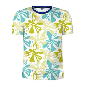 Мужская футболка 3D спортивная с принтом Гавайская в Новосибирске, 100% полиэстер с улучшенными характеристиками | приталенный силуэт, круглая горловина, широкие плечи, сужается к линии бедра | гавайи | растительный орнамент | рубашка