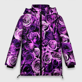 Женская зимняя куртка 3D с принтом Цветочки в Новосибирске, верх — 100% полиэстер; подкладка — 100% полиэстер; утеплитель — 100% полиэстер | длина ниже бедра, силуэт Оверсайз. Есть воротник-стойка, отстегивающийся капюшон и ветрозащитная планка. 

Боковые карманы с листочкой на кнопках и внутренний карман на молнии | роза | сиреневый | фиолетовый | цветы