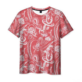 Мужская футболка 3D с принтом Гавайская 1 в Новосибирске, 100% полиэфир | прямой крой, круглый вырез горловины, длина до линии бедер | гавайи | растительный орнамент | рубашка