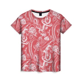 Женская футболка 3D с принтом Гавайская 1 в Новосибирске, 100% полиэфир ( синтетическое хлопкоподобное полотно) | прямой крой, круглый вырез горловины, длина до линии бедер | гавайи | растительный орнамент | рубашка