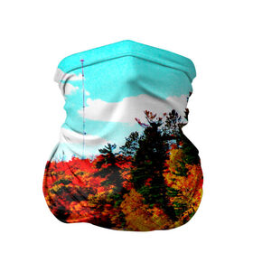 Бандана-труба 3D с принтом Озеро в Новосибирске, 100% полиэстер, ткань с особыми свойствами — Activecool | плотность 150‒180 г/м2; хорошо тянется, но сохраняет форму | деревья | красные листья | кусты | осень | природа | река