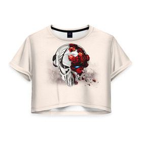 Женская футболка 3D укороченная с принтом Пиратская станция 5 в Новосибирске, 100% полиэстер | круглая горловина, длина футболки до линии талии, рукава с отворотами | Тематика изображения на принте: and | dnb | drumm | pirate | station | бэйс | драм | пиратская | станция