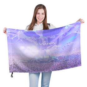 Флаг 3D с принтом Sensation в Новосибирске, 100% полиэстер | плотность ткани — 95 г/м2, размер — 67 х 109 см. Принт наносится с одной стороны | sensation | white |  sensation white | вайт | сенсейшн