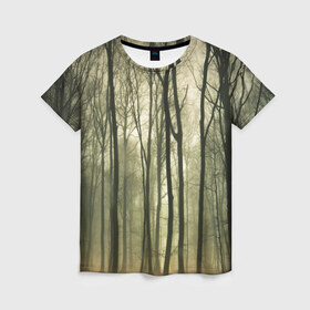 Женская футболка 3D с принтом Чарующий лес в Новосибирске, 100% полиэфир ( синтетическое хлопкоподобное полотно) | прямой крой, круглый вырез горловины, длина до линии бедер | красиво | лес | природа | фото