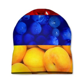 Шапка 3D с принтом Флаг Армении в Новосибирске, 100% полиэстер | универсальный размер, печать по всей поверхности изделия | армения | гранат | персик | слива | страны | флаг армении | фрукты