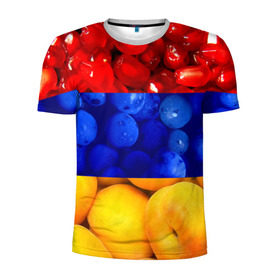 Мужская футболка 3D спортивная с принтом Флаг Армении в Новосибирске, 100% полиэстер с улучшенными характеристиками | приталенный силуэт, круглая горловина, широкие плечи, сужается к линии бедра | армения | гранат | персик | слива | страны | флаг армении | фрукты