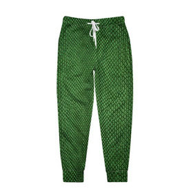 Мужские брюки 3D с принтом Snake в Новосибирске, 100% полиэстер | манжеты по низу, эластичный пояс регулируется шнурком, по бокам два кармана без застежек, внутренняя часть кармана из мелкой сетки | Тематика изображения на принте: зеленый | змея | кожа | текстура