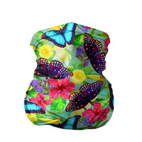 Бандана-труба 3D с принтом Summer Butterflies в Новосибирске, 100% полиэстер, ткань с особыми свойствами — Activecool | плотность 150‒180 г/м2; хорошо тянется, но сохраняет форму | бабочки | лето | пестрый | разноцветный
