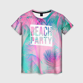 Женская футболка 3D с принтом Beach Party 2 в Новосибирске, 100% полиэфир ( синтетическое хлопкоподобное полотно) | прямой крой, круглый вырез горловины, длина до линии бедер | beach | party | summer | swag | trend | вечеринка | лето | популярное | сваг | свег | тренд | хит