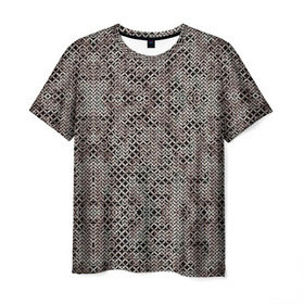 Мужская футболка 3D с принтом Кольчуга в Новосибирске, 100% полиэфир | прямой крой, круглый вырез горловины, длина до линии бедер | броня | железо | металл | текстура