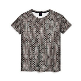 Женская футболка 3D с принтом Кольчуга в Новосибирске, 100% полиэфир ( синтетическое хлопкоподобное полотно) | прямой крой, круглый вырез горловины, длина до линии бедер | броня | железо | металл | текстура