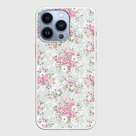Чехол для iPhone 13 Pro с принтом Flower pattern в Новосибирске,  |  | белый | паттерн | розовый | цветы