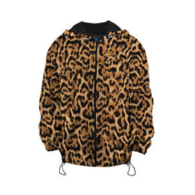 Детская куртка 3D с принтом Jaguar в Новосибирске, 100% полиэстер | застежка — молния, подол и капюшон оформлены резинкой с фиксаторами, по бокам — два кармана без застежек, один потайной карман на груди, плотность верхнего слоя — 90 г/м2; плотность флисового подклада — 260 г/м2 | оцелот | пума | текстура | ягуар