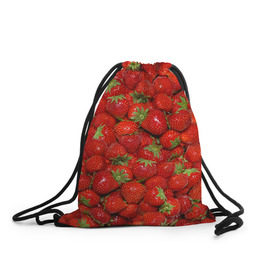 Рюкзак-мешок 3D с принтом Клубнички в Новосибирске, 100% полиэстер | плотность ткани — 200 г/м2, размер — 35 х 45 см; лямки — толстые шнурки, застежка на шнуровке, без карманов и подкладки | красный | летний | фото | ягода