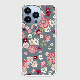 Чехол для iPhone 13 Pro с принтом Цветочки в Новосибирске,  |  | нежный | паттерн | розовый
