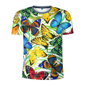 Мужская футболка 3D спортивная с принтом Бабочки 2 в Новосибирске, 100% полиэстер с улучшенными характеристиками | приталенный силуэт, круглая горловина, широкие плечи, сужается к линии бедра | flower | summer | swag | trend | бабочки | лето | популярное | сваг | свег | тренд | хит | цветочки | цветы