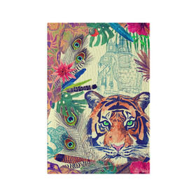 Обложка для паспорта матовая кожа с принтом Индия в Новосибирске, натуральная матовая кожа | размер 19,3 х 13,7 см; прозрачные пластиковые крепления | flower | summer | swag | trend | животные | лето | популярное | сваг | свег | тигр | тренд | хит | цветочки | цветы