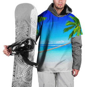 Накидка на куртку 3D с принтом Лазурный берег в Новосибирске, 100% полиэстер |  | берег | лето | море | океан | отдых | пальма | песок
