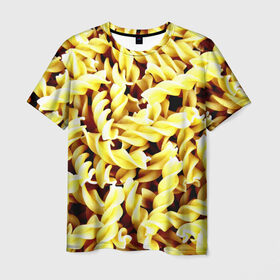 Мужская футболка 3D с принтом Макароны в Новосибирске, 100% полиэфир | прямой крой, круглый вырез горловины, длина до линии бедер | Тематика изображения на принте: еда | макароны | паста | хлебные