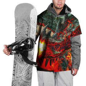 Накидка на куртку 3D с принтом Дракон в Новосибирске, 100% полиэстер |  | Тематика изображения на принте: дракон | лава | огонь | пламя