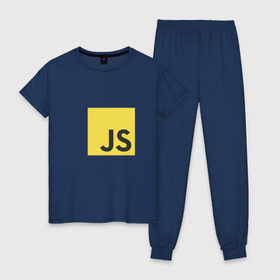 Женская пижама хлопок с принтом JS return true (black) в Новосибирске, 100% хлопок | брюки и футболка прямого кроя, без карманов, на брюках мягкая резинка на поясе и по низу штанин | javascript | js | программист