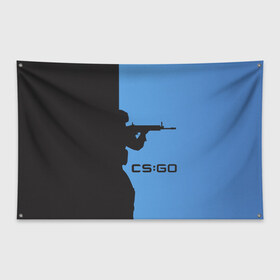 Флаг-баннер с принтом CSGO Силуэт в Новосибирске, 100% полиэстер | размер 67 х 109 см, плотность ткани — 95 г/м2; по краям флага есть четыре люверса для крепления | cs | cs go | csgo | go | го | контр страйк | контра | кс | кс го | ксго | спецназ | террористы