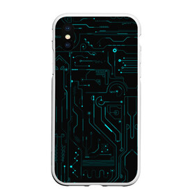 Чехол для iPhone XS Max матовый с принтом Hi-Tech в Новосибирске, Силикон | Область печати: задняя сторона чехла, без боковых панелей | микросхема | чертеж