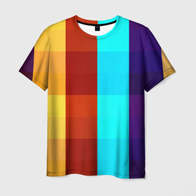 Мужская футболка 3D с принтом Цветные кубики в Новосибирске, 100% полиэфир | прямой крой, круглый вырез горловины, длина до линии бедер | квадраты | плитка | разноцветные
