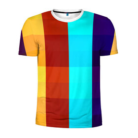 Мужская футболка 3D спортивная с принтом Цветные кубики в Новосибирске, 100% полиэстер с улучшенными характеристиками | приталенный силуэт, круглая горловина, широкие плечи, сужается к линии бедра | Тематика изображения на принте: квадраты | плитка | разноцветные