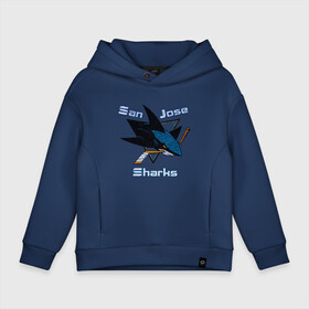 Детское худи Oversize хлопок с принтом San Jose Sharks hockey в Новосибирске, френч-терри — 70% хлопок, 30% полиэстер. Мягкий теплый начес внутри —100% хлопок | боковые карманы, эластичные манжеты и нижняя кромка, капюшон на магнитной кнопке | nhl | san jose sharks | спорт | хоккей