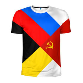 Мужская футболка 3D спортивная с принтом Вечная Россия в Новосибирске, 100% полиэстер с улучшенными характеристиками | приталенный силуэт, круглая горловина, широкие плечи, сужается к линии бедра | патриот | россия | русь | триколор | флаг | я русский