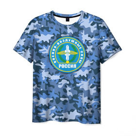 Мужская футболка 3D с принтом ВВС России в Новосибирске, 100% полиэфир | прямой крой, круглый вырез горловины, длина до линии бедер | авиация | армейская атрибутика | армия | ввс | всё выше | день ввс | и выше | камуфляж | небо | россия | самолёты
