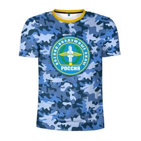 Мужская футболка 3D спортивная с принтом ВВС России в Новосибирске, 100% полиэстер с улучшенными характеристиками | приталенный силуэт, круглая горловина, широкие плечи, сужается к линии бедра | авиация | армейская атрибутика | армия | ввс | всё выше | день ввс | и выше | камуфляж | небо | россия | самолёты