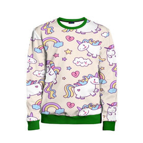 Детский свитшот 3D с принтом Радужные Единорожки в Новосибирске, 100% полиэстер | свободная посадка, прямой крой, мягкая тканевая резинка на рукавах и понизу свитшота | unicorn | белый | единорог | лошадь | облако | радуга | розовый | сердце | улыбка | фиолетовый | цвет