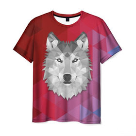 Мужская футболка 3D с принтом Полигональный волк в Новосибирске, 100% полиэфир | прямой крой, круглый вырез горловины, длина до линии бедер | волк | полигоны
