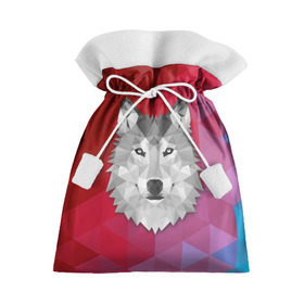 Подарочный 3D мешок с принтом Полигональный волк в Новосибирске, 100% полиэстер | Размер: 29*39 см | волк | полигоны