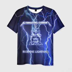 Мужская футболка 3D с принтом Metallica - Ride the Lightning в Новосибирске, 100% полиэфир | прямой крой, круглый вырез горловины, длина до линии бедер | album | metal | metallica | ride the lightning | rock | альбом | метал | металлика | молния | рок