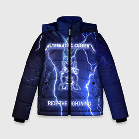 Зимняя куртка для мальчиков 3D с принтом Metallica - Ride the Lightning в Новосибирске, ткань верха — 100% полиэстер; подклад — 100% полиэстер, утеплитель — 100% полиэстер | длина ниже бедра, удлиненная спинка, воротник стойка и отстегивающийся капюшон. Есть боковые карманы с листочкой на кнопках, утяжки по низу изделия и внутренний карман на молнии. 

Предусмотрены светоотражающий принт на спинке, радужный светоотражающий элемент на пуллере молнии и на резинке для утяжки | album | metal | metallica | ride the lightning | rock | альбом | метал | металлика | молния | рок