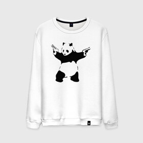 Мужской свитшот хлопок с принтом Panda & Guns в Новосибирске, 100% хлопок |  | panda | крутой | оружие | панда | пистолет | револьвер | рисунок
