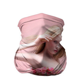 Бандана-труба 3D с принтом Сюрреализм в Новосибирске, 100% полиэстер, ткань с особыми свойствами — Activecool | плотность 150‒180 г/м2; хорошо тянется, но сохраняет форму | blonde | flowers | girl | lace | naked | nude | photo | surrealism | блондинка | девушка | сюрреализм | фото | цветы | шнуровка