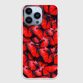 Чехол для iPhone 13 Pro с принтом Красные бабочки в Новосибирске,  |  | бабочки | крылья | паттерн