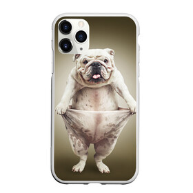 Чехол для iPhone 11 Pro матовый с принтом Бульдог английский в Новосибирске, Силикон |  | animals | breed | dog | english bulldog | funny | joke | pants | surrealism | бульдог английский | животное | порода | прикол | собака | сюрреализм | шутка