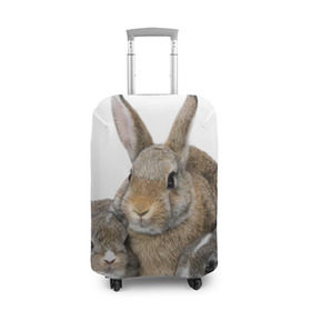Чехол для чемодана 3D с принтом Кролики в Новосибирске, 86% полиэфир, 14% спандекс | двустороннее нанесение принта, прорези для ручек и колес | animals | bunnies | cute | eared | family | fluffy | kids | mom | rabbits | животные | зайцы | кролики | малыши | мама | милые | пушистые | семья | ушастые