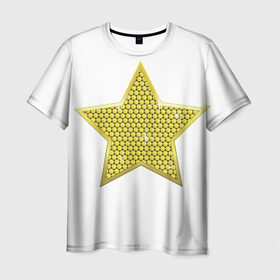 Мужская футболка 3D с принтом Звезда из страз в Новосибирске, 100% полиэфир | прямой крой, круглый вырез горловины, длина до линии бедер | девушкам | звезда | стразы