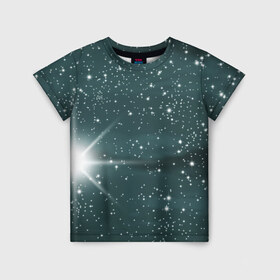 Детская футболка 3D с принтом Звездное небо 2 в Новосибирске, 100% гипоаллергенный полиэфир | прямой крой, круглый вырез горловины, длина до линии бедер, чуть спущенное плечо, ткань немного тянется | звездное | звезды | космом | небо